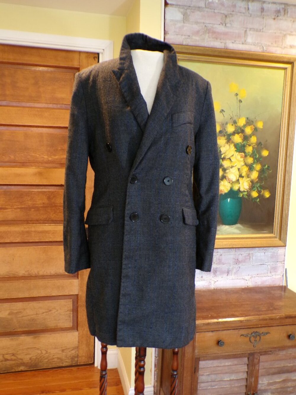 ZADIG & VOLTAIRE Mina Carreaux Coat Jacket Grey Tweed Double Breast Wool Size S